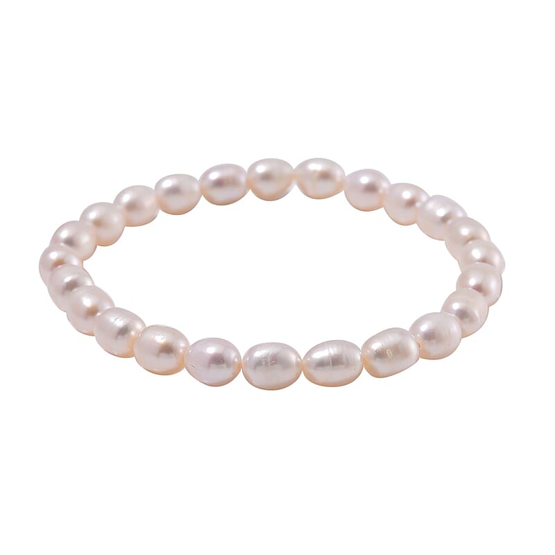 White Freshwater Pearl Stretch Bracelet (6.5-7.0In)