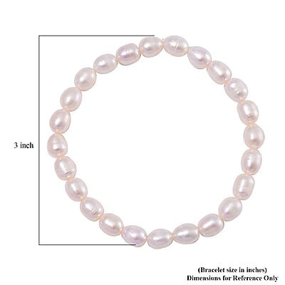 White Freshwater Pearl Stretch Bracelet (6.5-7.0In)