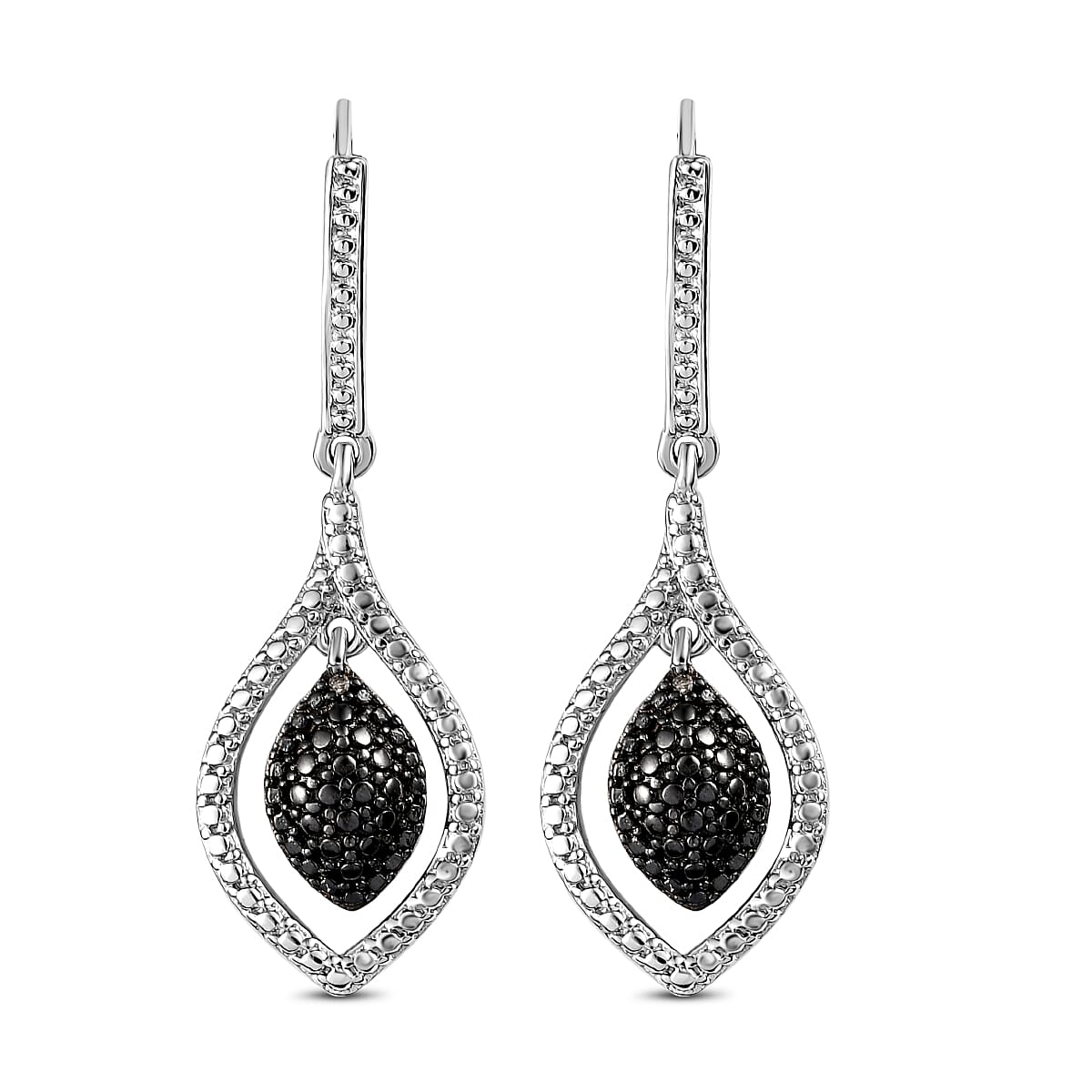 Natural Champagne Diamond Accent Earrings in Platinum Bond