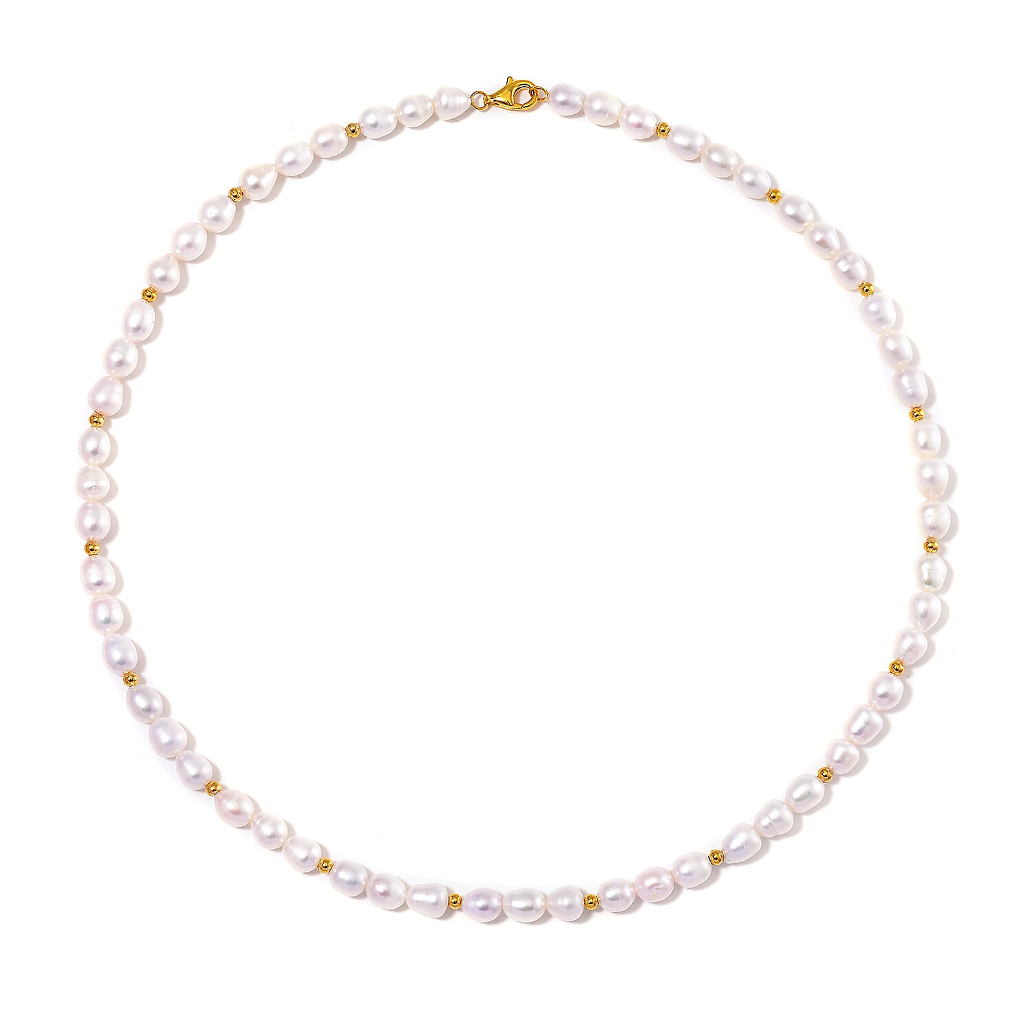 White Freshwater Pearl Necklace in 14K Yellow Gold Over Sterling Silver 20 Inches