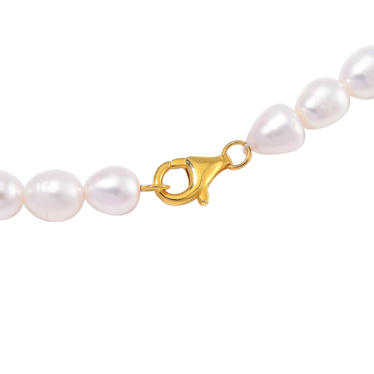 White Freshwater Pearl Necklace in 14K Yellow Gold Over Sterling Silver 20 Inches image number 3