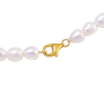 White Freshwater Pearl Necklace in 14K Yellow Gold Over Sterling Silver 20 Inches