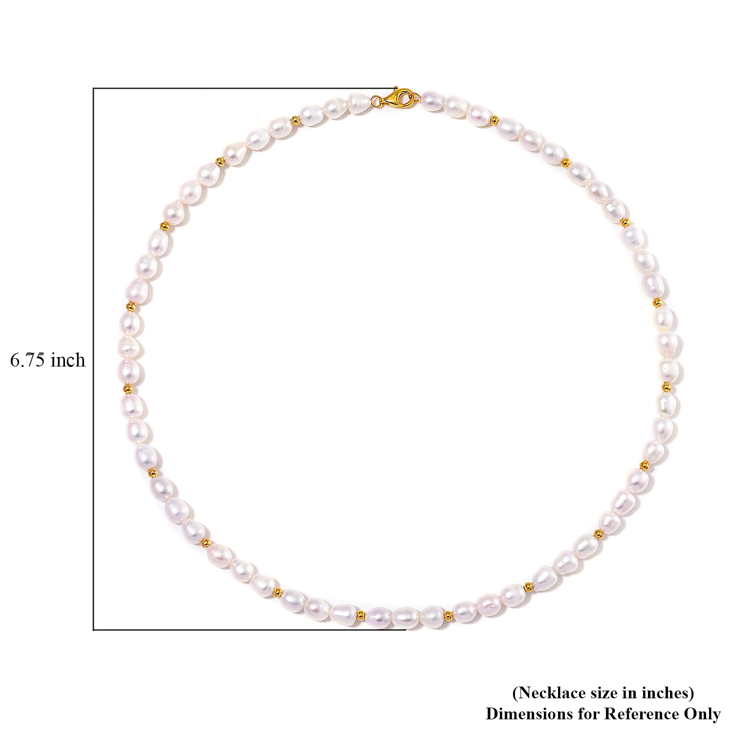White Freshwater Pearl Necklace in 14K Yellow Gold Over Sterling Silver 20 Inches