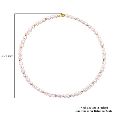 White Freshwater Pearl Necklace in 14K Yellow Gold Over Sterling Silver 20 Inches