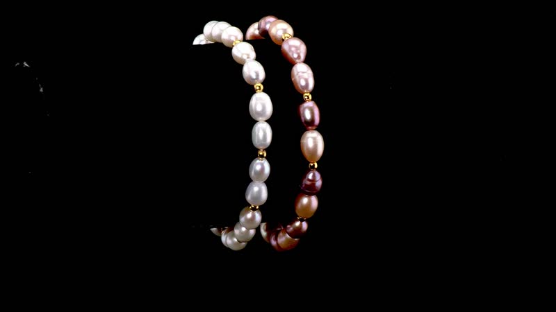 White Freshwater Pearl Stretch Bracelet in 14K YG Over Sterling Silver