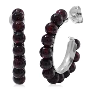 Mozambique Garnet Hoop Earrings in Stainless Steel 20.00 ctw