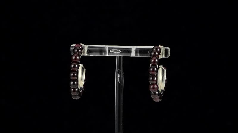 Mozambique Garnet Hoop Earrings in Stainless Steel 20.00 ctw