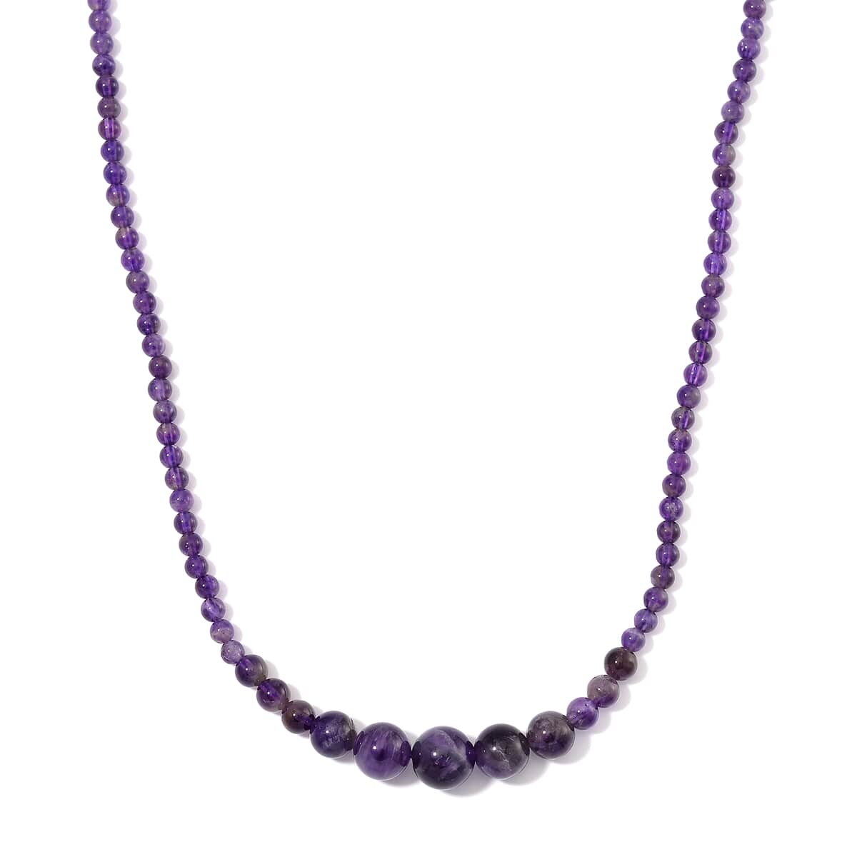 African Amethyst 4-12mm 130.00 ctw Beaded Necklace in Stainless Steel 18-20 Inches image number 0