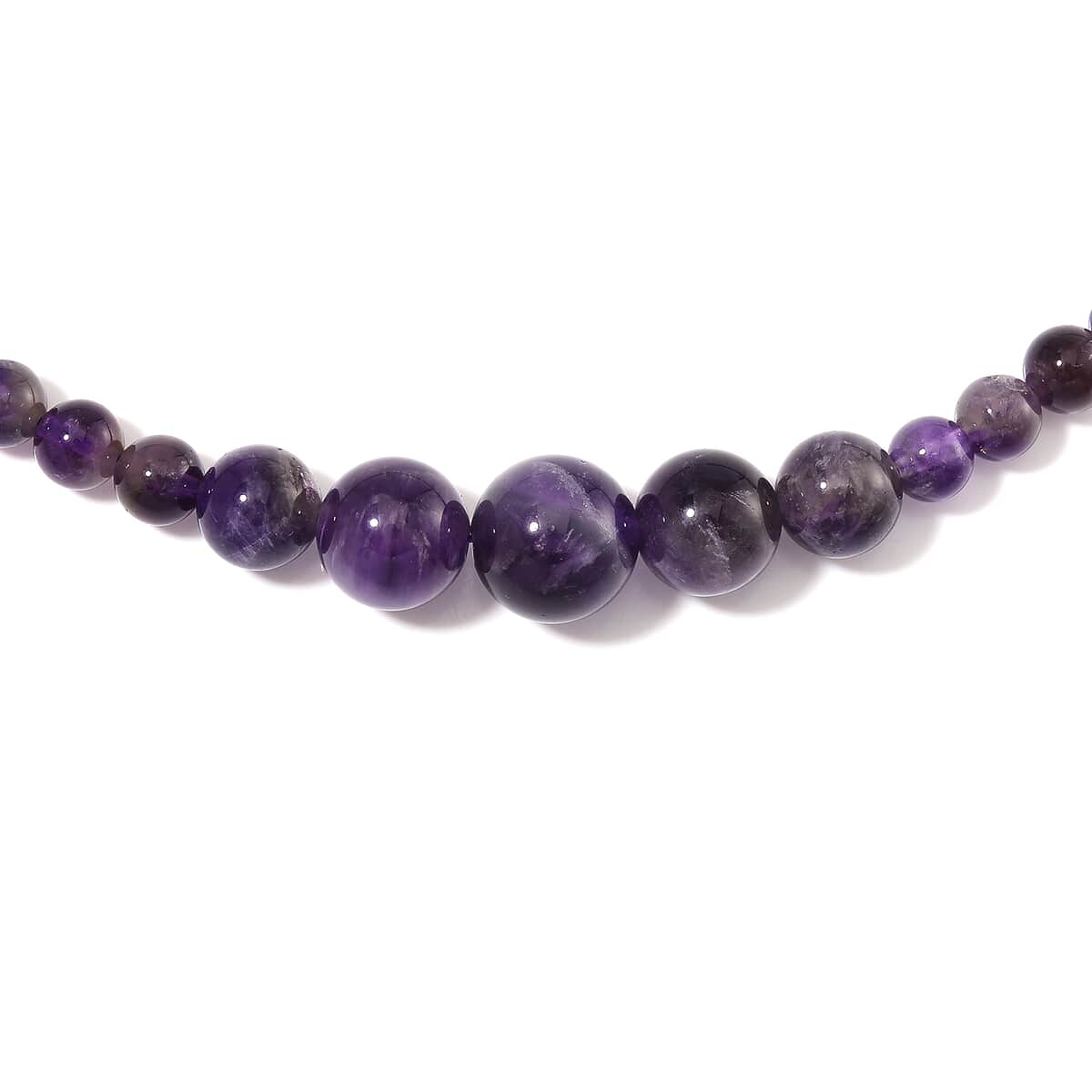 African Amethyst 4-12mm 130.00 ctw Beaded Necklace in Stainless Steel 18-20 Inches image number 3