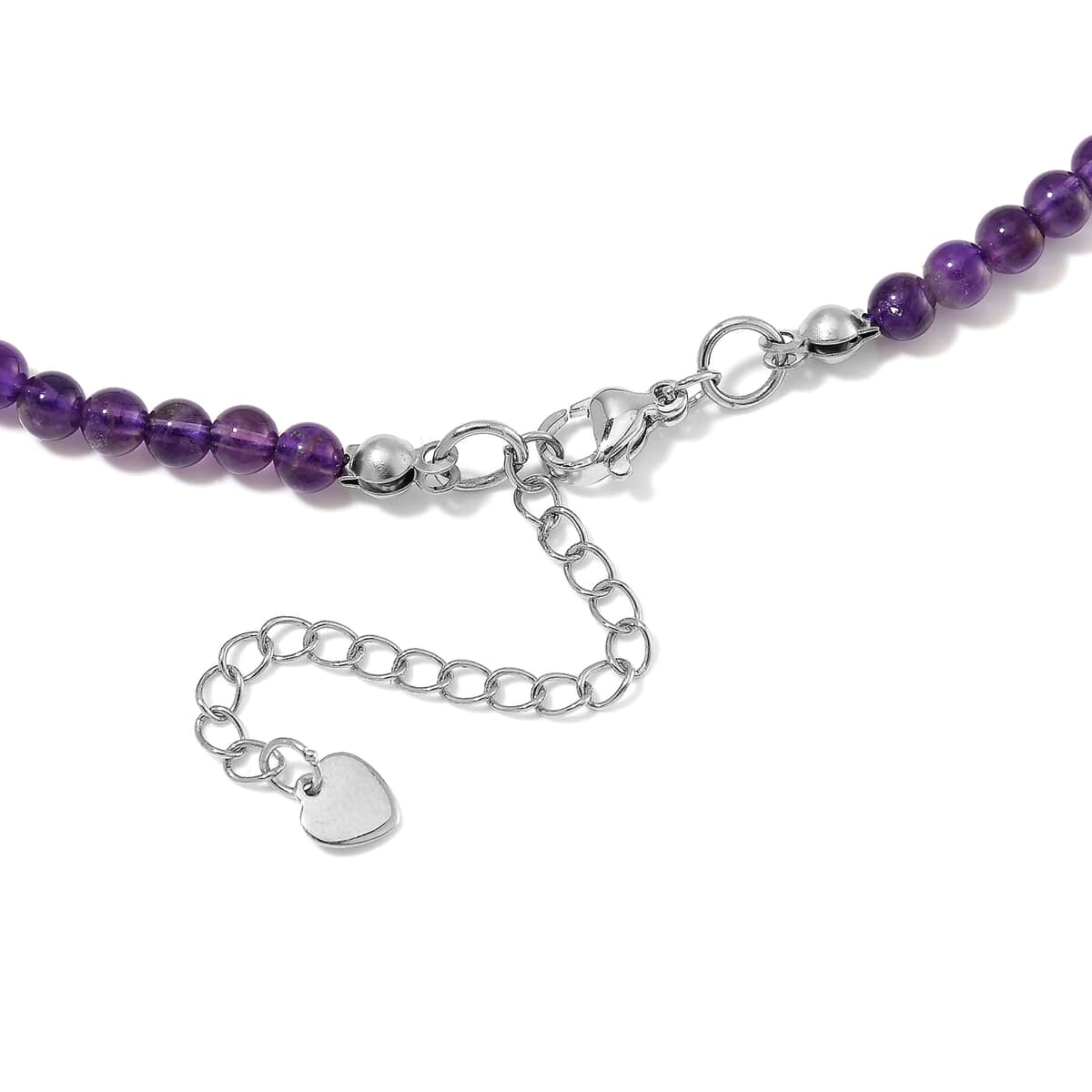 African Amethyst 4-12mm 130.00 ctw Beaded Necklace in Stainless Steel 18-20 Inches image number 4