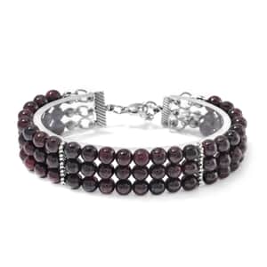 Mozambique Garnet 5-7mm Beaded Bracelet (7.00-9.00In) in Silvertone 140.00 ctw