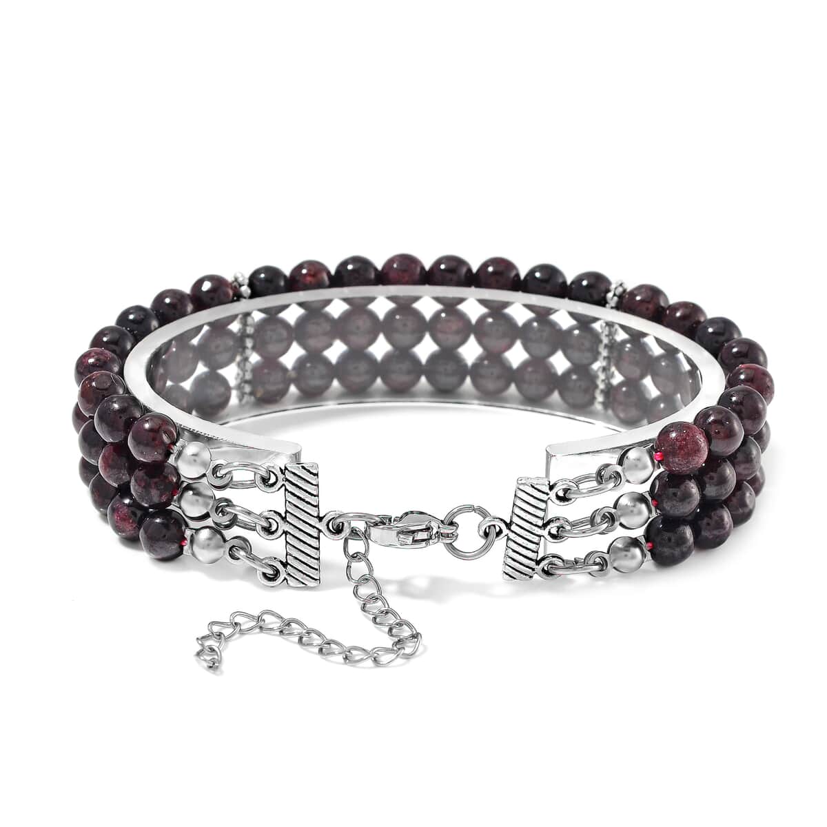 Mozambique Garnet 5-7mm Beaded Bracelet (7.00-9.00In) in Silvertone 140.00 ctw image number 3