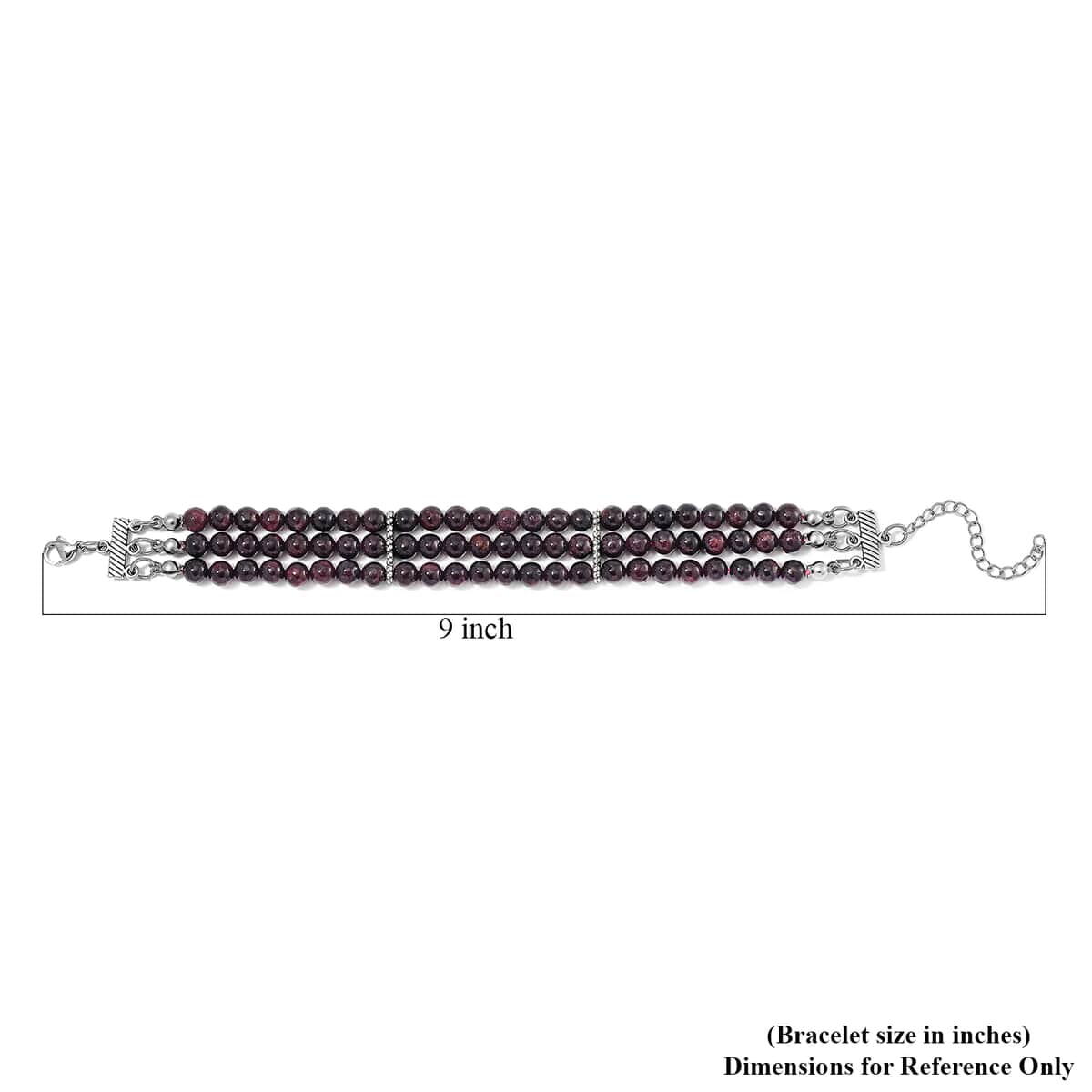 Mozambique Garnet 5-7mm Beaded Bracelet (7.00-9.00In) in Silvertone 140.00 ctw image number 4