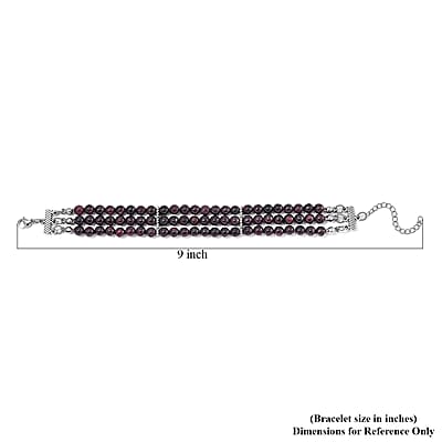 Mozambique Garnet 5-7mm Beaded Bracelet (7.00-9.00In) in Silvertone 140.00 ctw