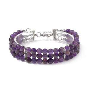 African Amethyst 5-7mm Beaded Bracelet (7.00-9.00In) in Silvertone 140.00 ctw