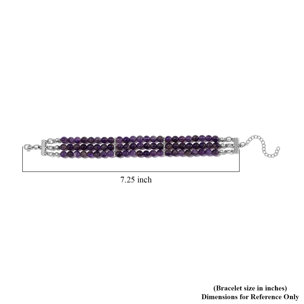 African Amethyst 5-7mm Beaded Bracelet (7.00-9.00In) in Silvertone 140.00 ctw image number 4