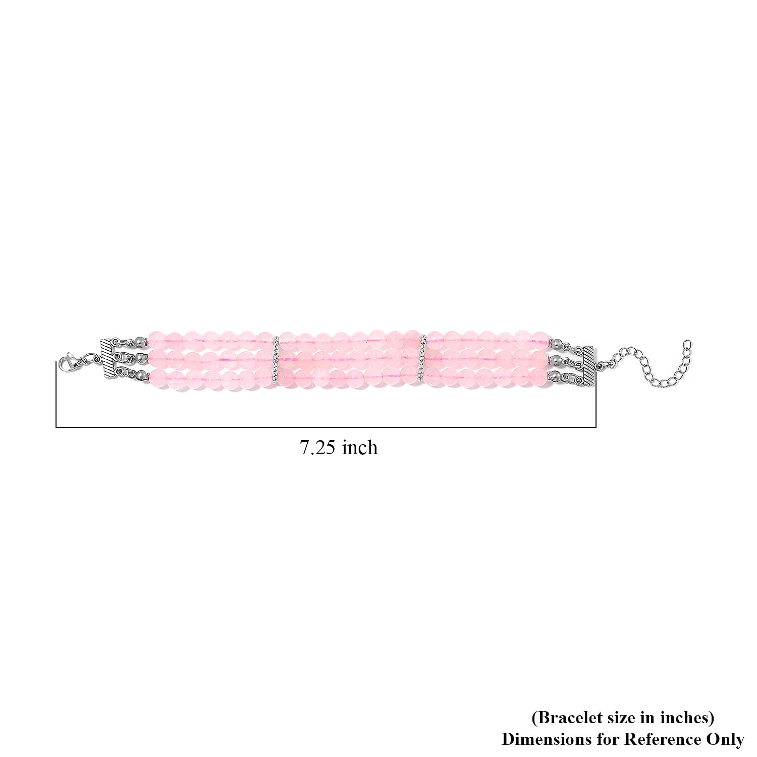 Galilea Rose Quartz 5-7mm Beaded Bracelet (7.00-9.00In) in Silvertone 140.00 ctw