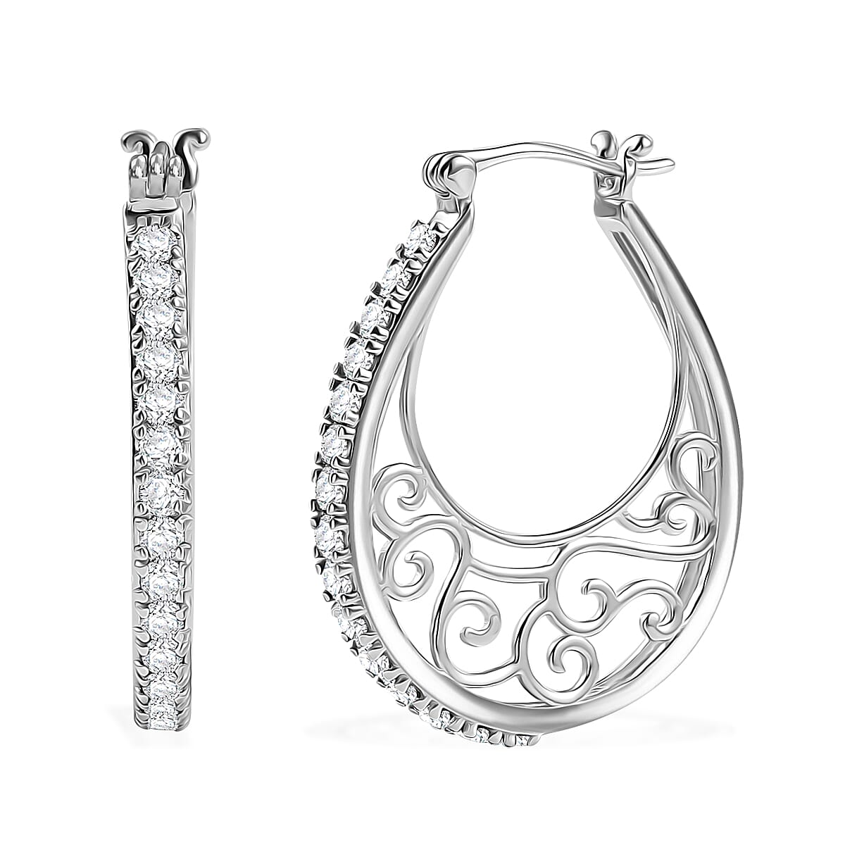 J Francis Embellished with Zirconia by Swarovski Earrings in Platinum Bond 