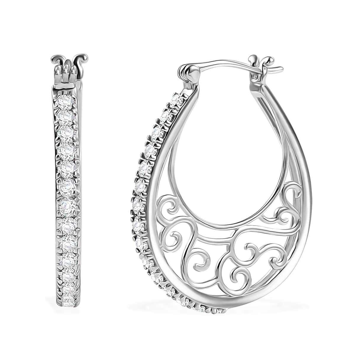 J Francis Embellished with Zirconia by Swarovski Earrings in Platinum Bond  image number 0