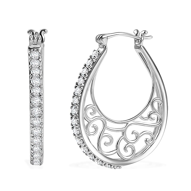 J Francis Embellished with Zirconia by Swarovski Earrings in Platinum Bond 