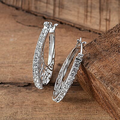 J Francis Embellished with Zirconia by Swarovski Earrings in Platinum Bond 
