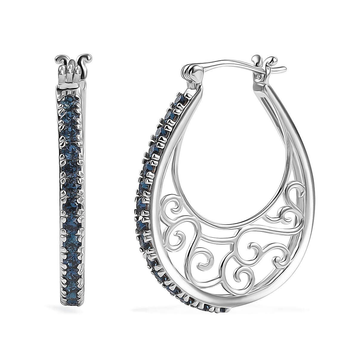 J Francis Embellished with Montana Crystal by Swarovski Earrings in Platinum Bond image number 0