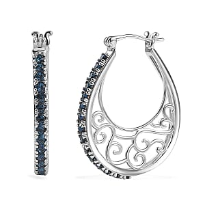 J Francis Embellished with Montana Crystal by Swarovski Earrings in Platinum Bond