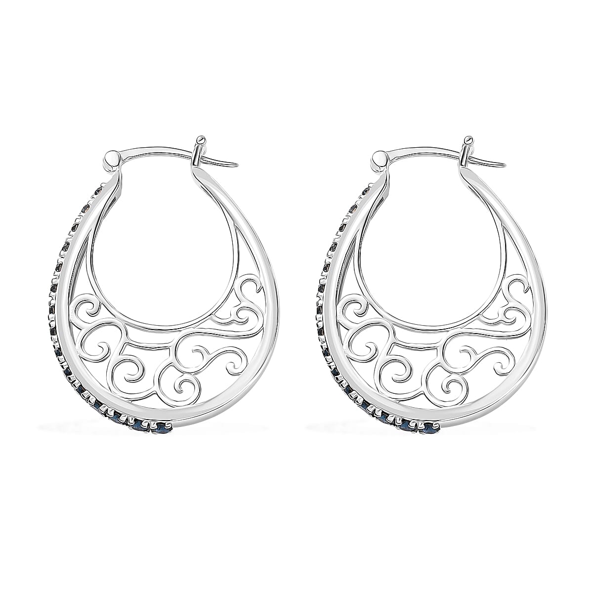 J Francis Embellished with Montana Crystal by Swarovski Earrings in Platinum Bond image number 3