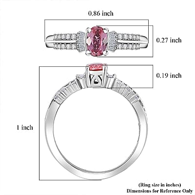 AAA Padparadscha Sapphire (BT), Diamond (0.15 cts) Ballerina Ring in Rhodium Over Sterling Silver (Size 10.0) 0.75 ctw