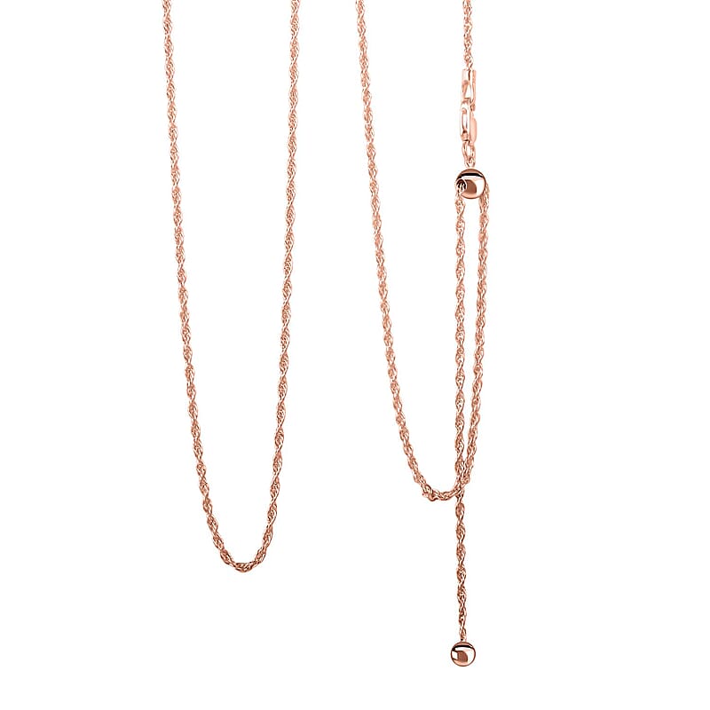 Fancy Link Chain Necklace in 14K Rose Gold Over Sterling Silver 24 Inches 4.4 Grams