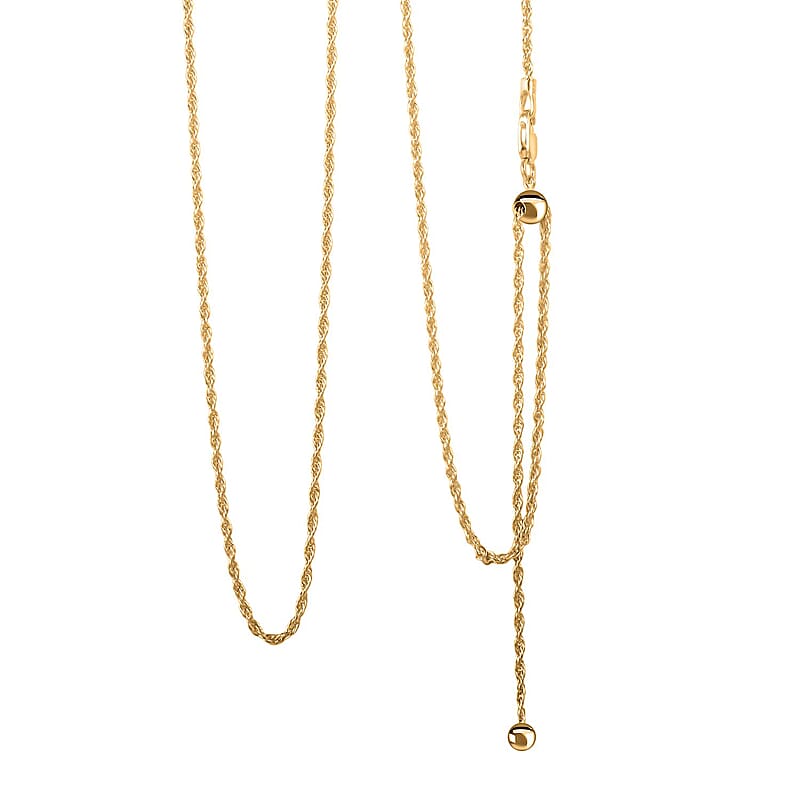 Rope Chain Necklace in 14K Yellow Gold Over Sterling Silver 4.4 Grams 24 Inches