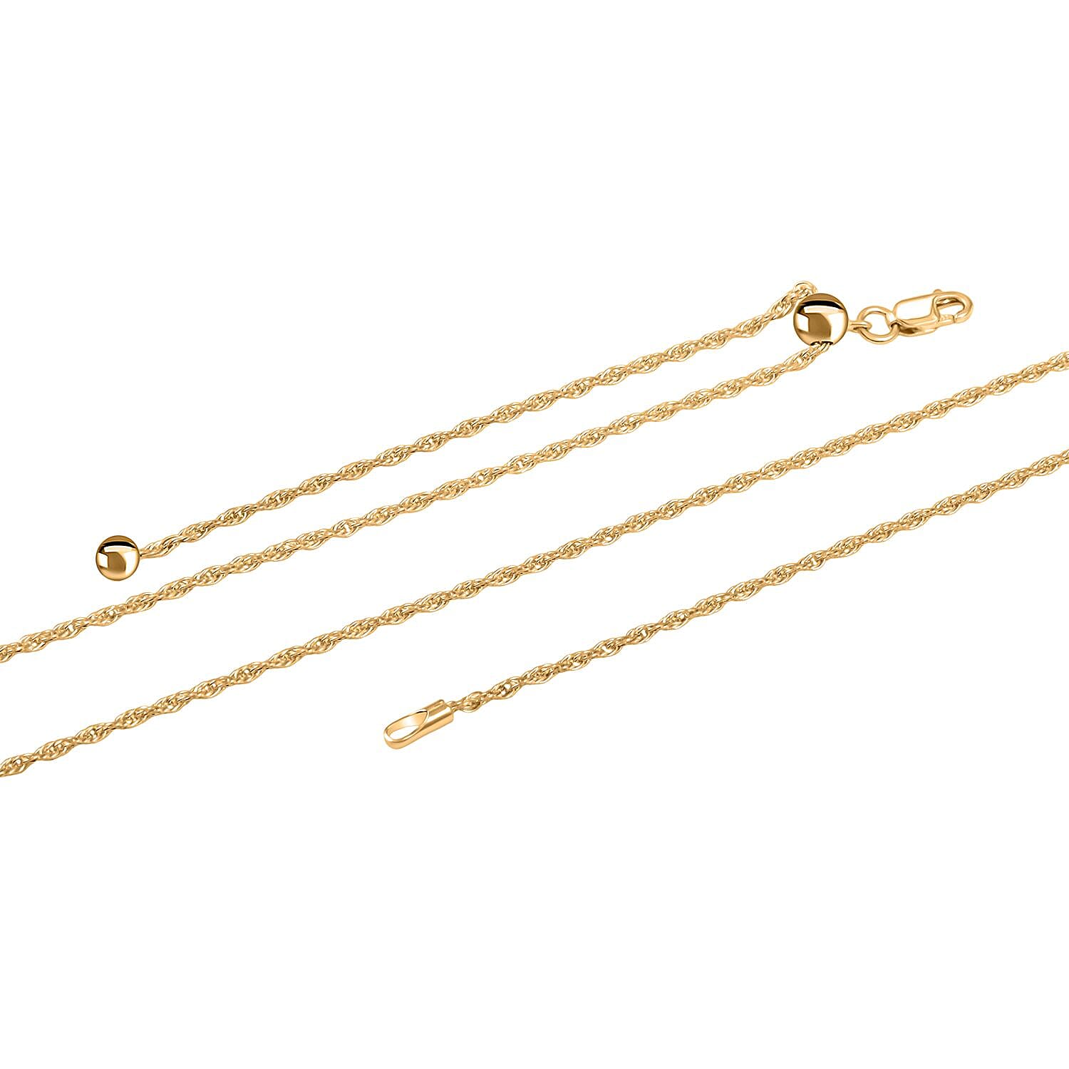 Rope Chain Necklace in 14K Yellow Gold Over Sterling Silver