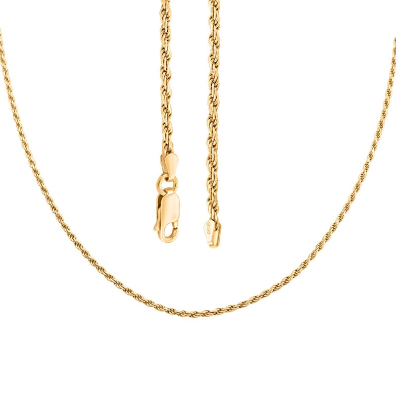 14K Yellow Gold Over Sterling Silver Rope Chain Necklace 24 Inches 29.5 Grams