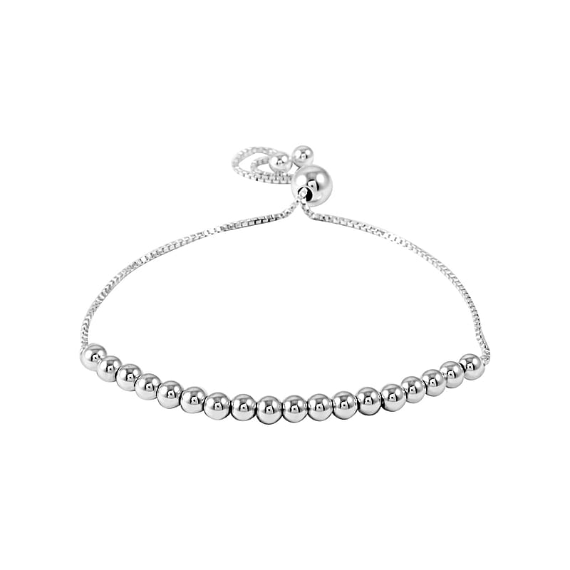 Rhodium Over Sterling Silver Bracelet (Adjustable) 3.60 Grams