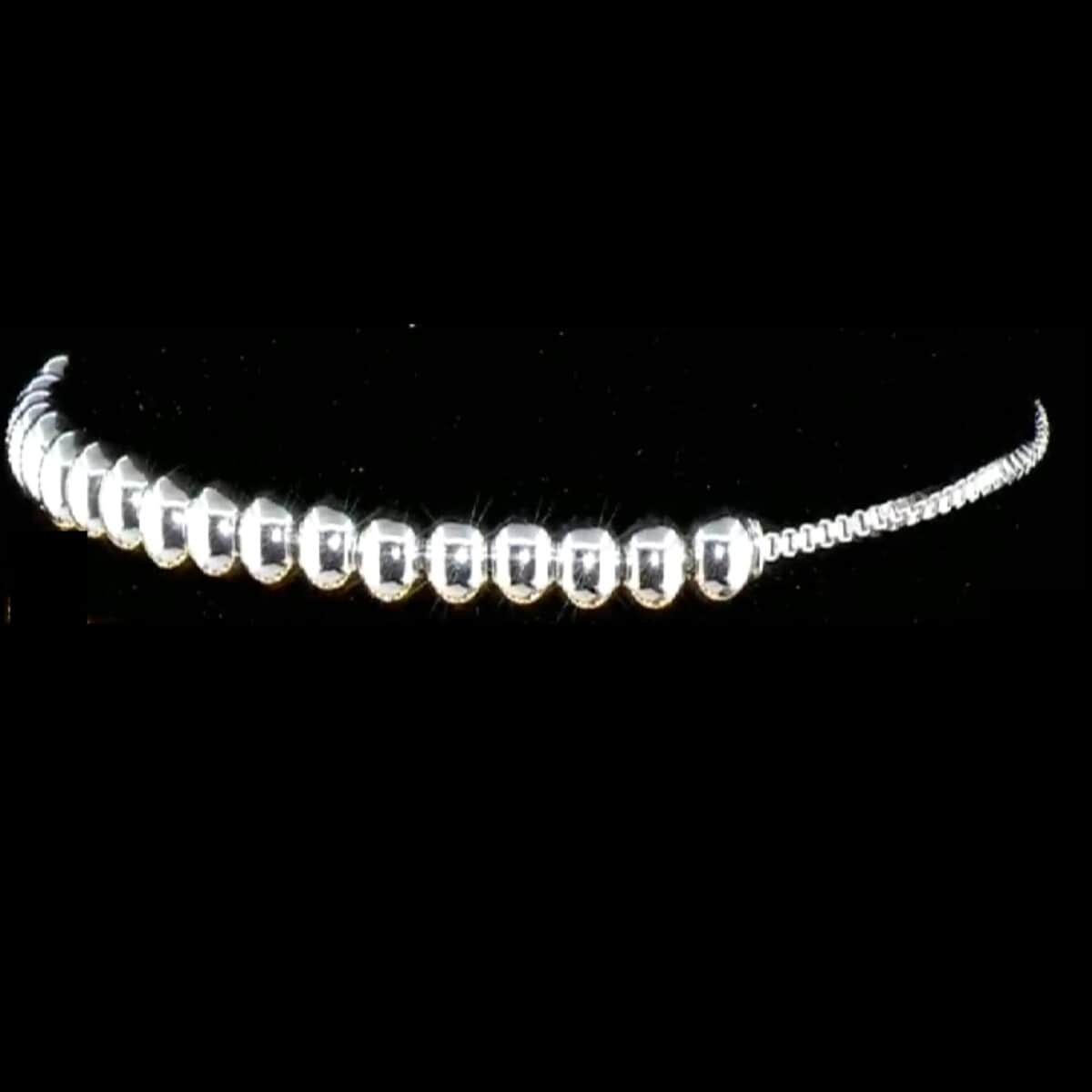 Rhodium Over Sterling Silver Bracelet (Adjustable) 3.60 Grams image number 1