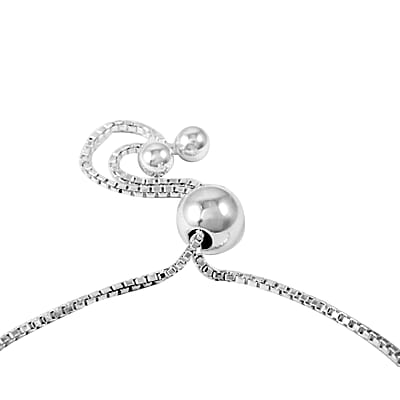 Rhodium Over Sterling Silver Bracelet (Adjustable) 3.60 Grams