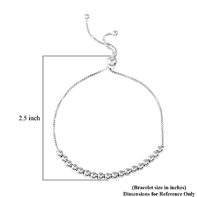 Rhodium Over Sterling Silver Bracelet (Adjustable) 3.60 Grams