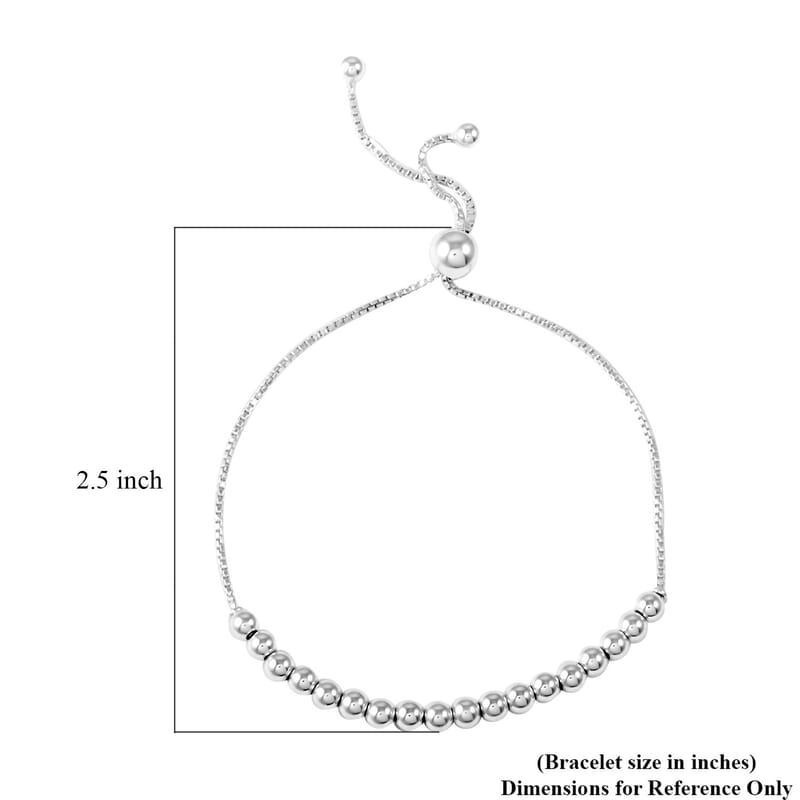 Rhodium Over Sterling Silver Bracelet (Adjustable) 3.60 Grams