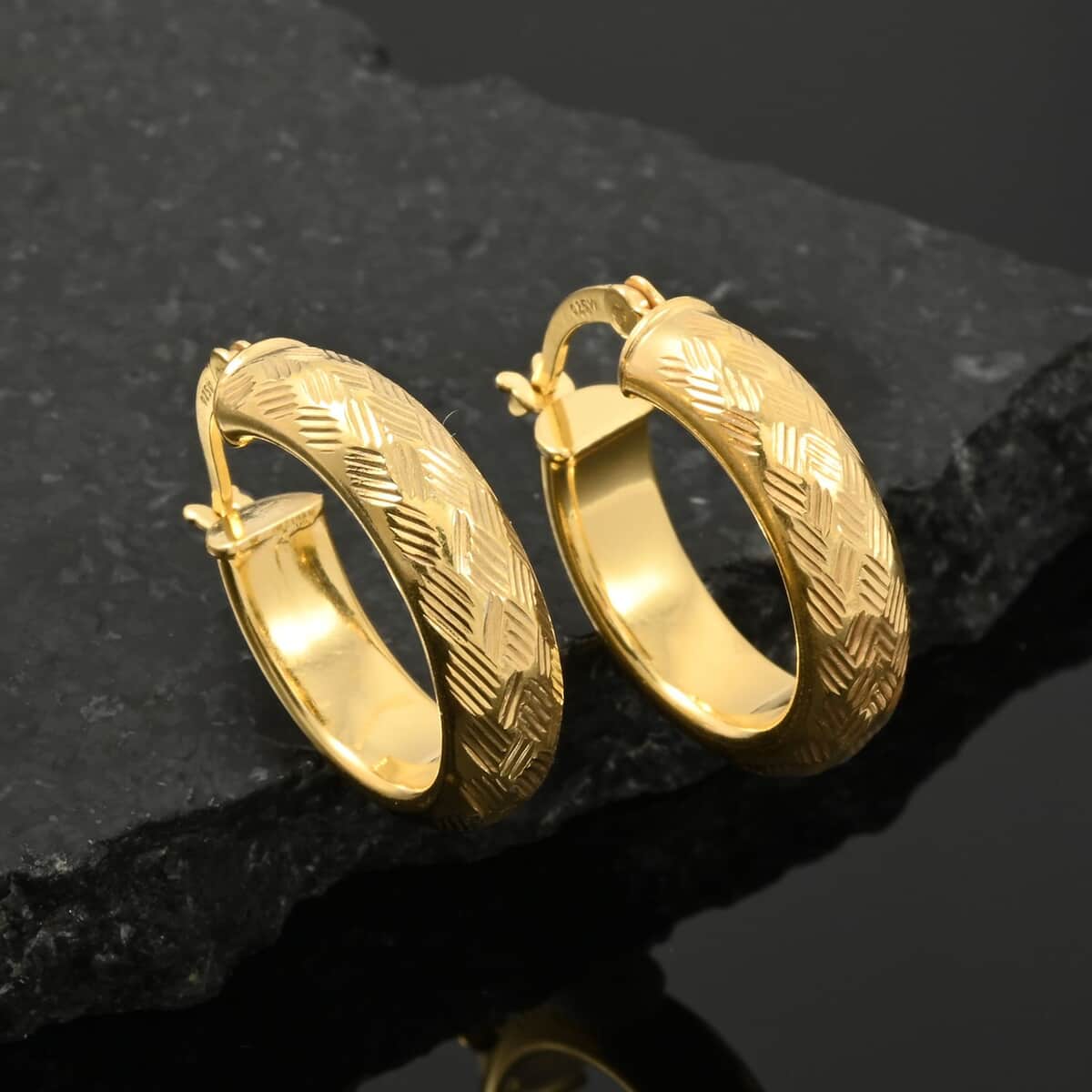 14K Yellow Gold Over Sterling Silver Earrings 2.80 Grams image number 1