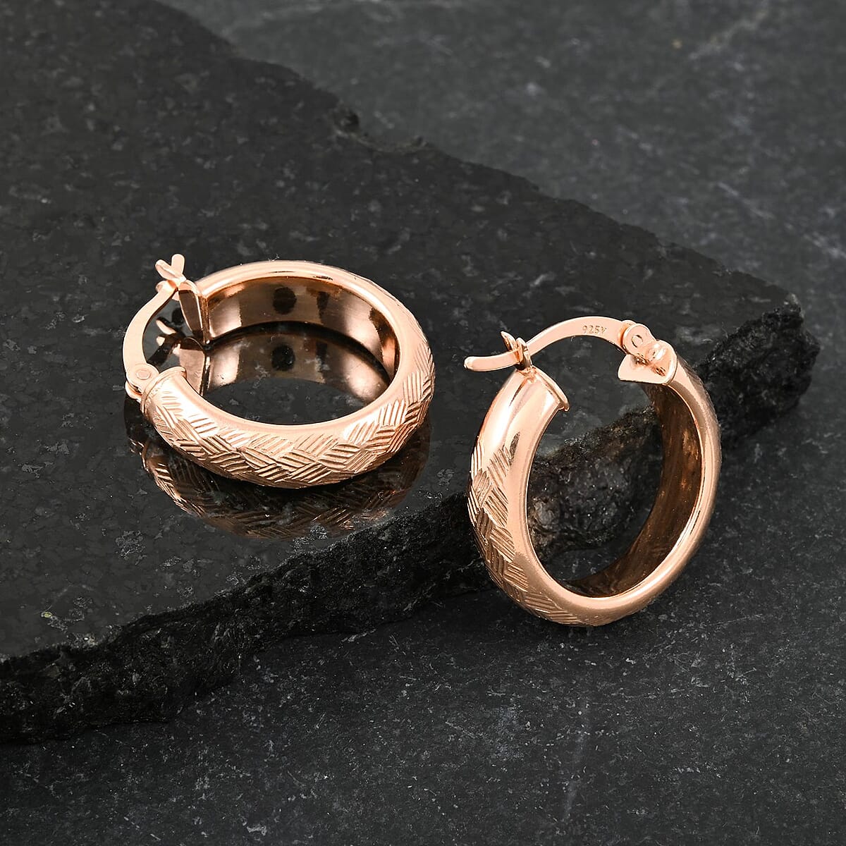 14K Rose Gold Over Sterling Silver Earrings 2.80 Grams image number 1