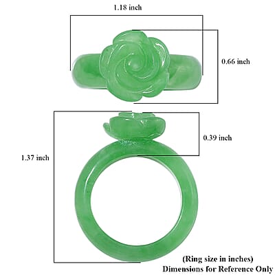Green Jade (D) Carved Rose Flower Ring (Size 10.00) 39.00 ctw