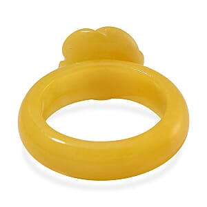 Yellow Jade (D) Carved Rose Flower 39.00 ctw Ring (Size 5.00)