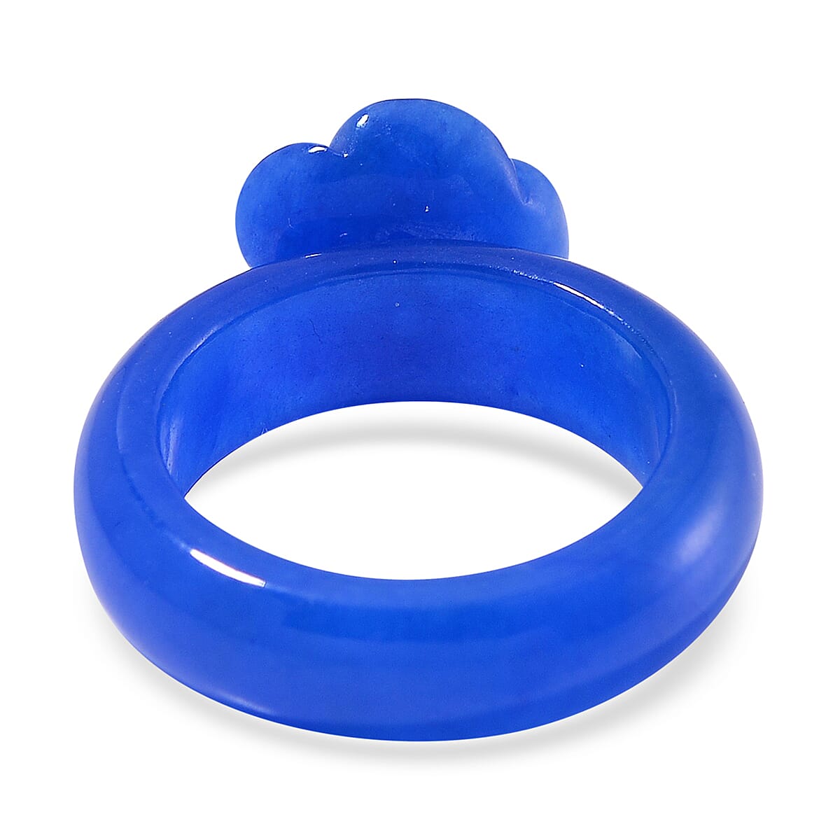 Blue Jade (D) Carved Rose Flower 39.00 ctw Ring (Size 5.00) image number 3