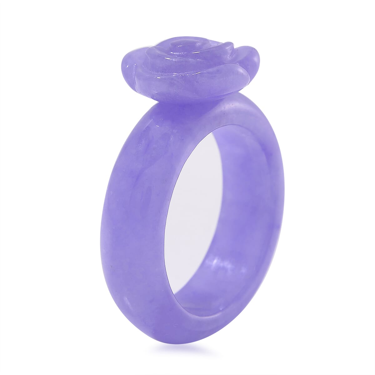 Purple Jade (D) Carved Rose Flower 39.00 ctw Ring (Size 9.0) image number 2