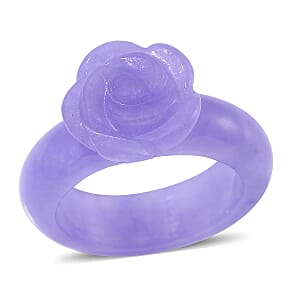 Purple Jade (D) Carved Rose Flower 39.00 ctw Ring (Size 9.0)