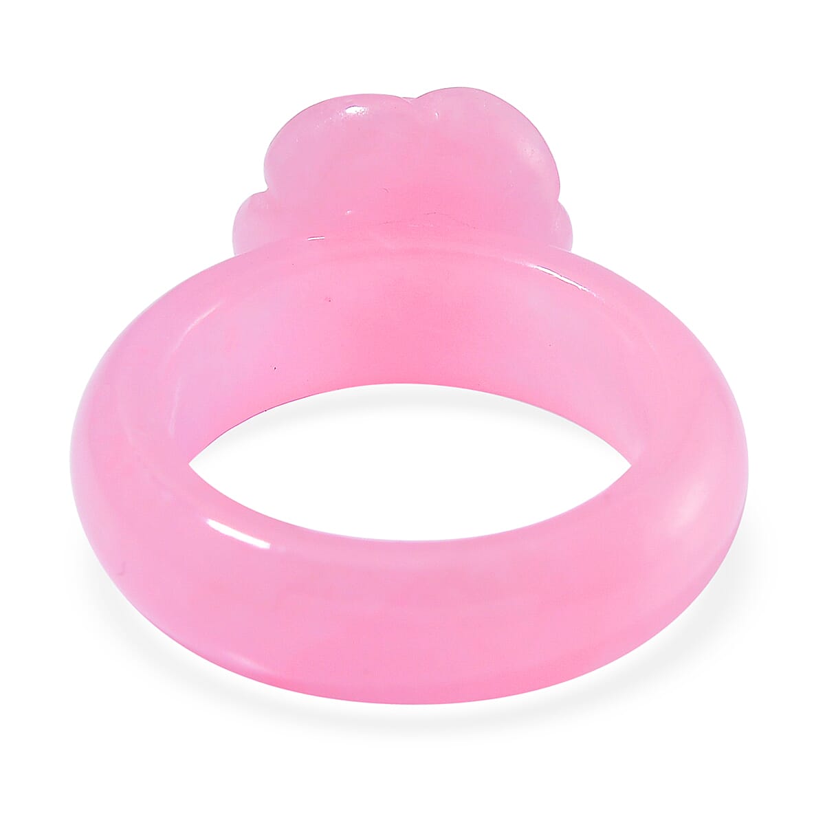 Pink Jade (D) Carved Rose Flower 39.00 ctw Ring (Size 10.0) image number 3