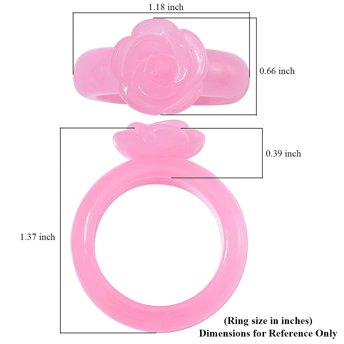 Pink Jade (D) Carved Rose Flower 39.00 ctw Ring (Size 10.0) image number 4