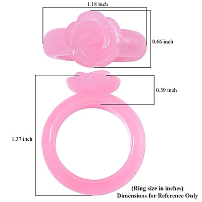 Pink Jade (D) Carved Rose Flower 39.00 ctw Ring (Size 10.0)