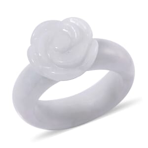 Natural Jade Carved Rose Flower 39.00 ctw Ring (Size 5.0)