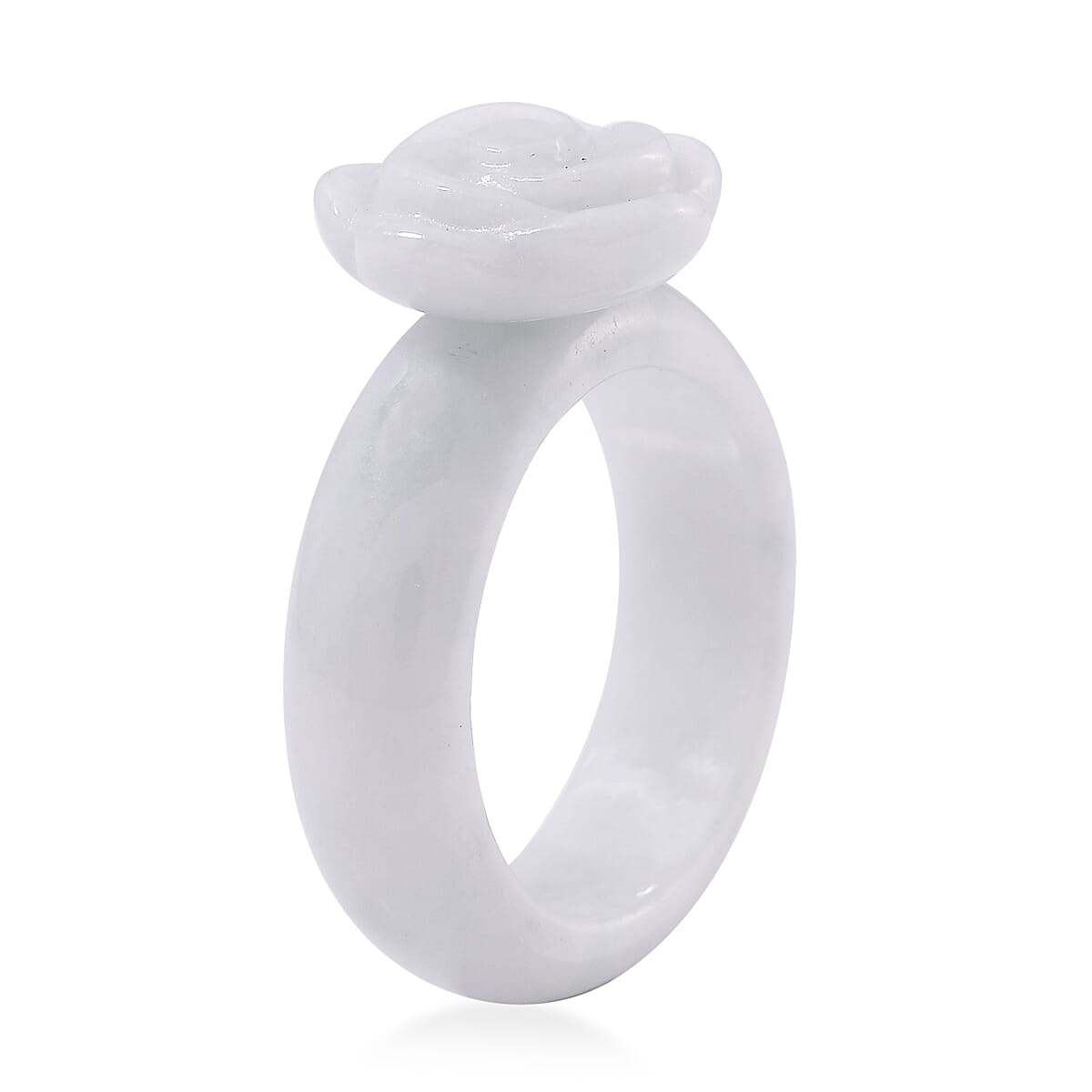 Natural Jade Carved Rose Flower 39.00 ctw Ring (Size 5.0) image number 2